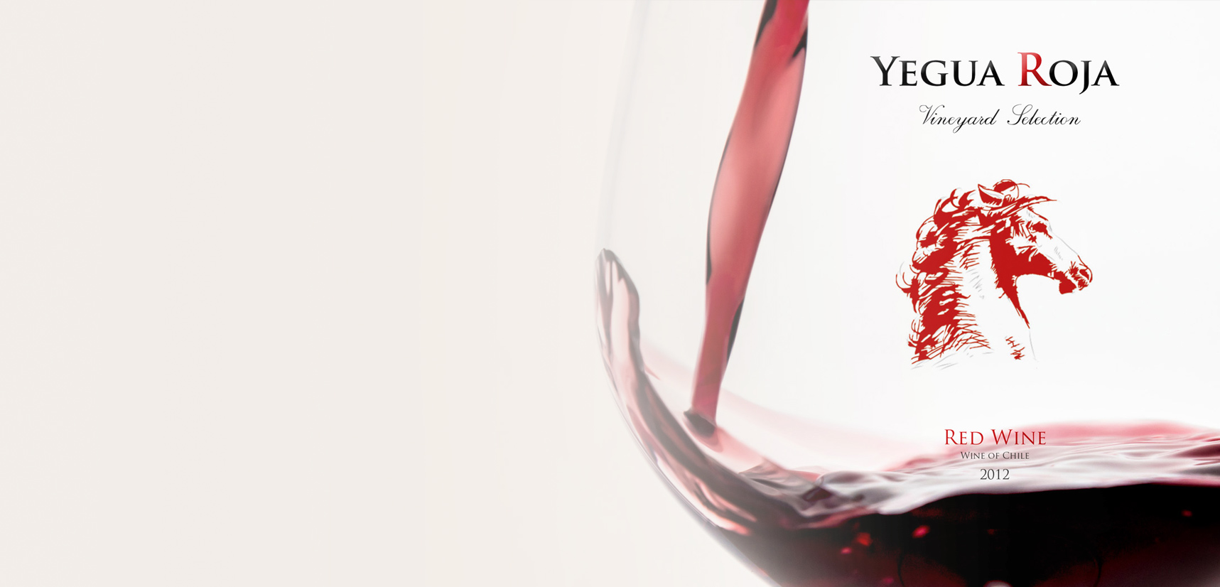 Diseño de etiquetas y packaging de vino para Yegua Roja Chile