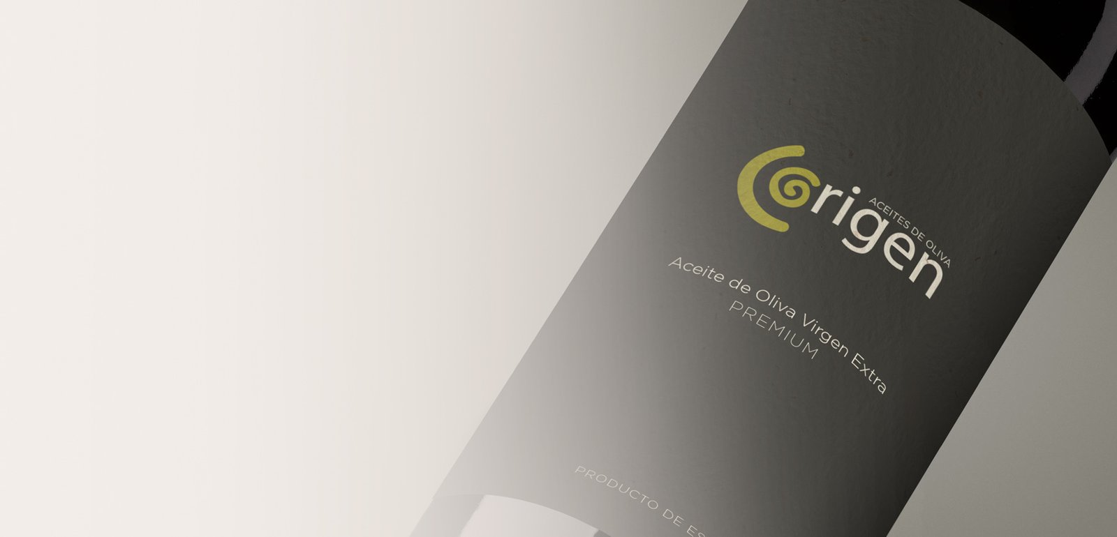 Diseño de etiquetas y packaging de aceite de oliva virgen extra para Origen Premium