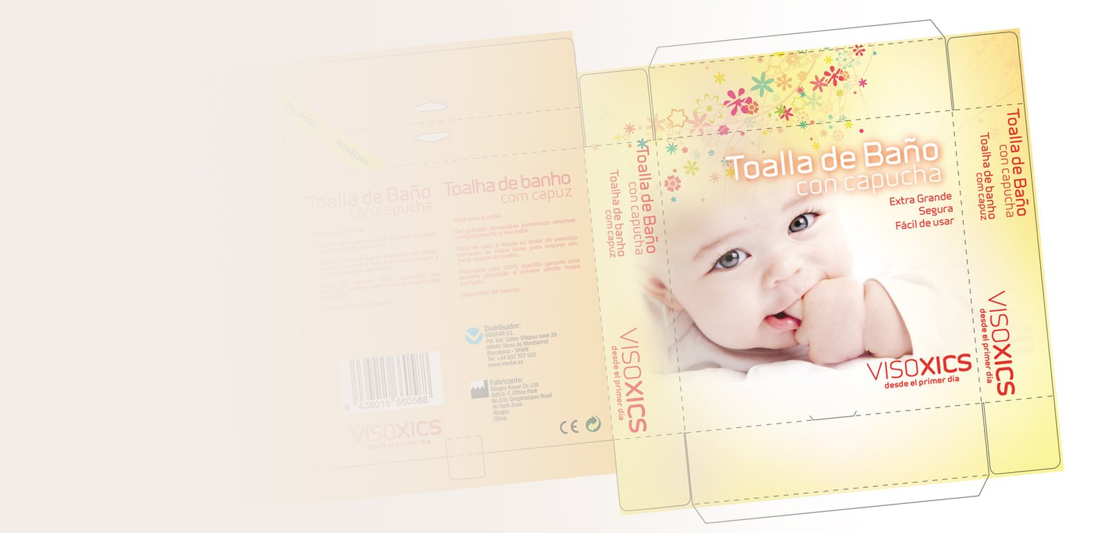 Diseño de packaging, envases y cajas para Visofar Toalla