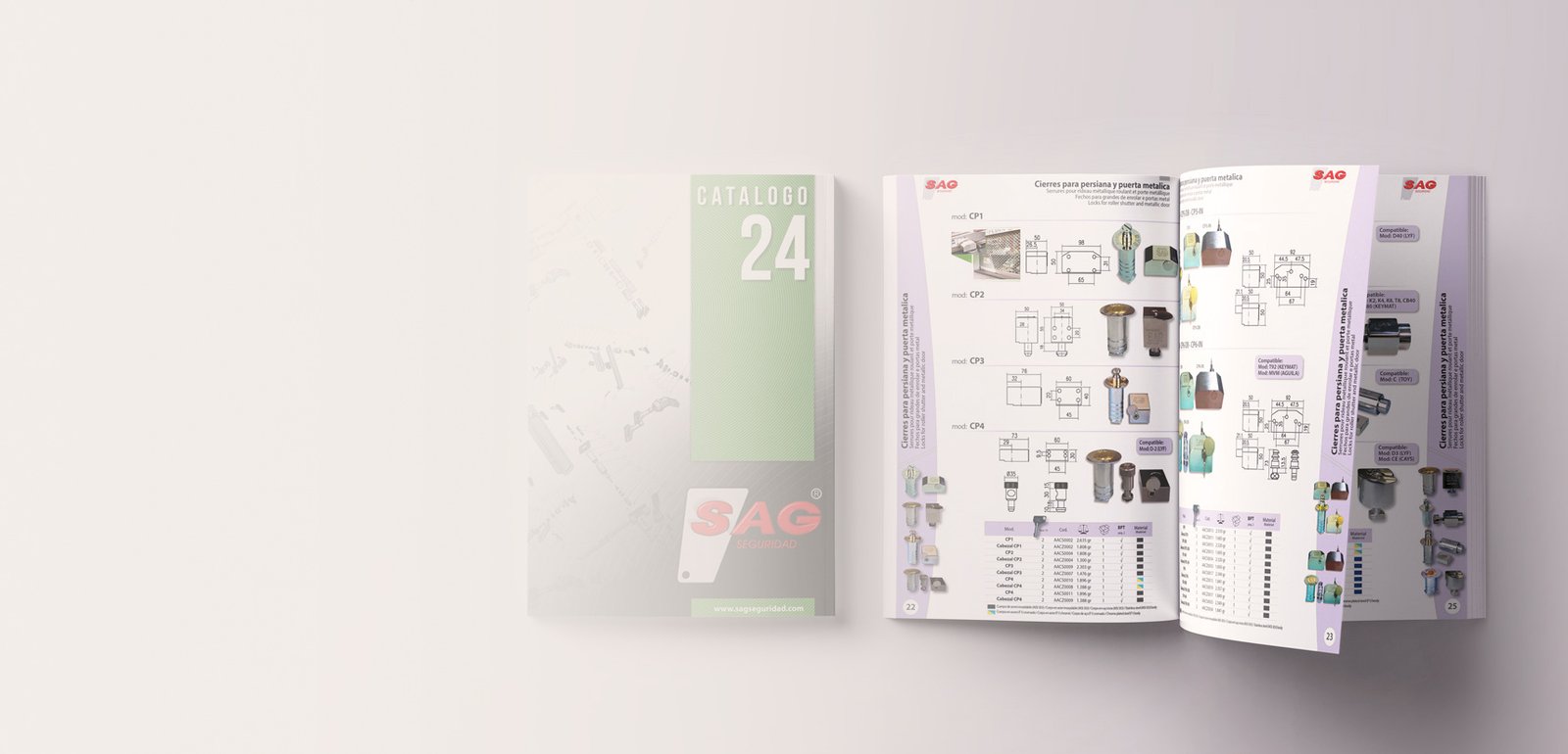 Diseño editorial y maquetación de catálogo para SAG Seguridad