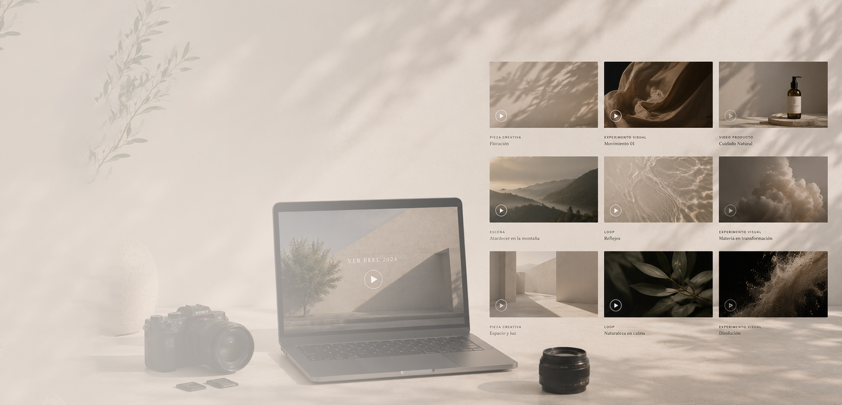 Mesa de trabajo con pantalla de edición de vídeo