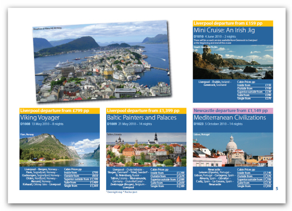ideas ejemplos maquetacion diseño catalogos cruceros turismo viajes