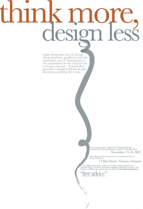 Ideas and examples to create, design and layout minimalist posters and displays
