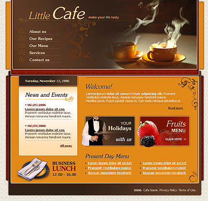 Ideas and examples of web design of bar, coffee shop, pub and disco