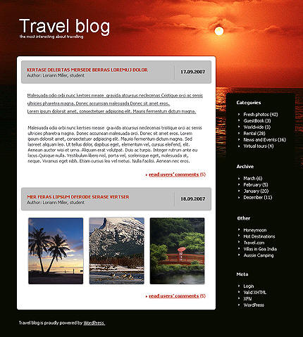 Design of tourist web pages and tourism blogs