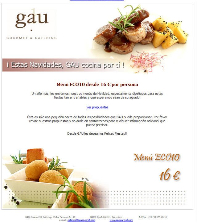 December newsletter design for Gau Gourmet