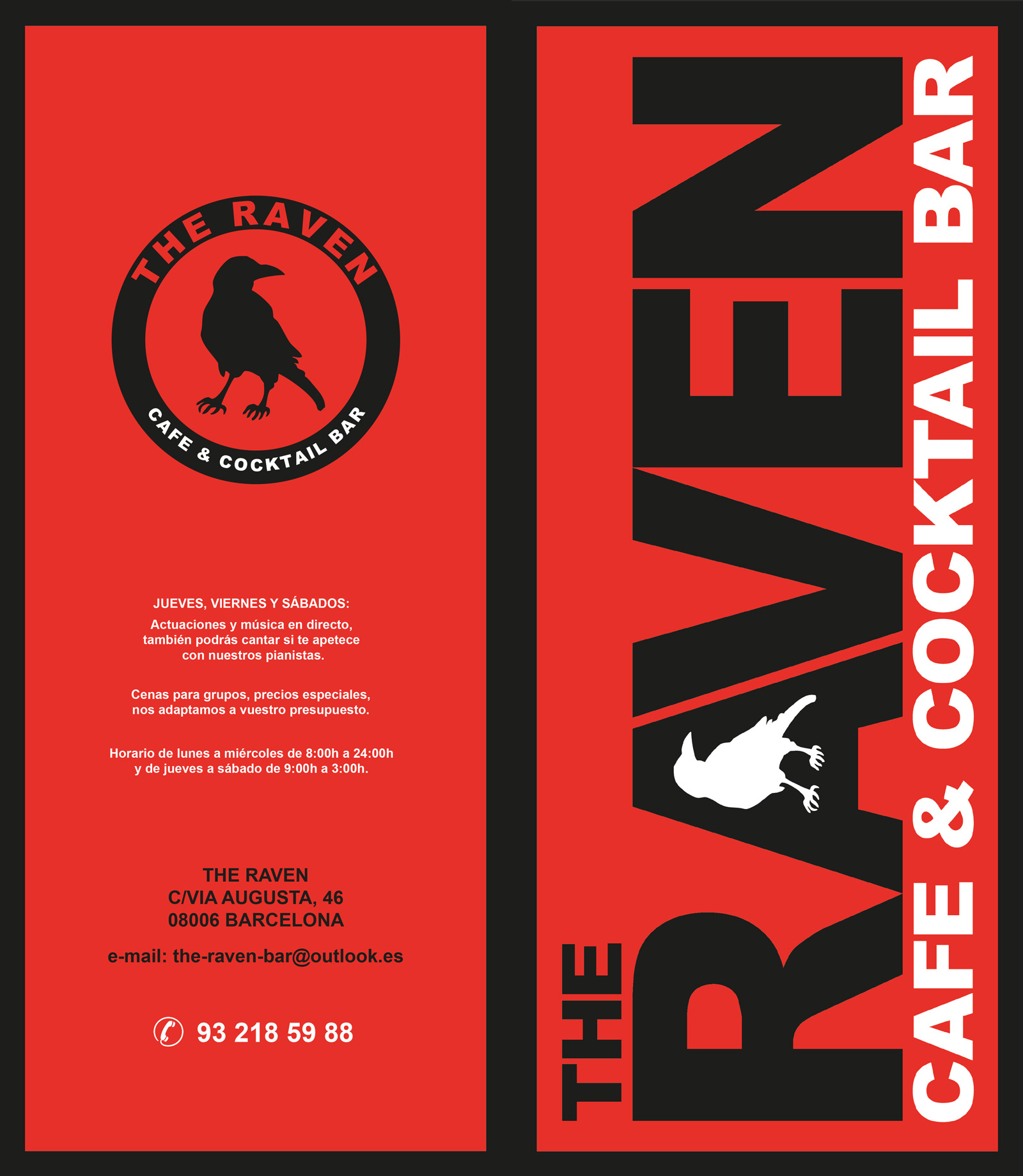 Diseño gráfico y creativo de cartas de restaurante - The Raven