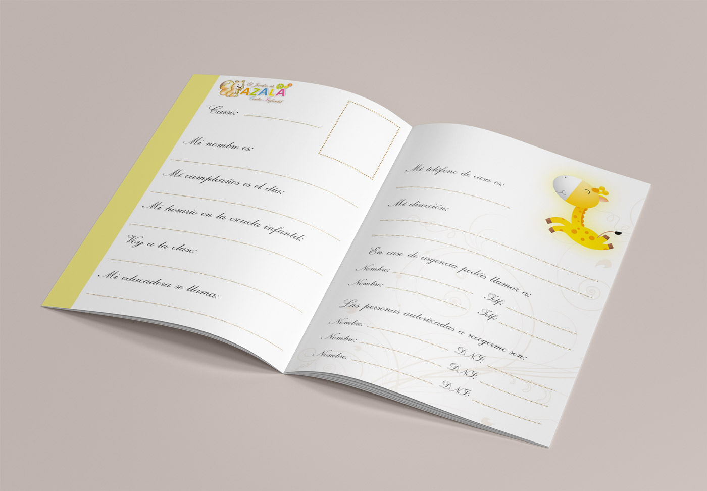 Diseño gráfico y creativo de maquetación de catálogos de viajes para agenda escolar infantil