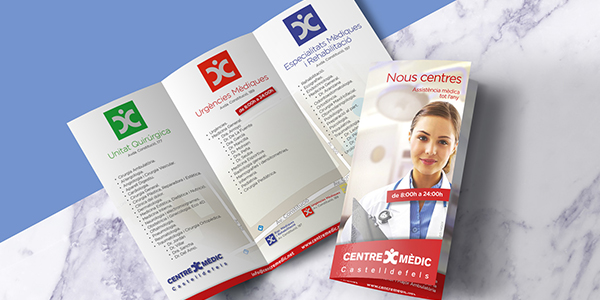 Portfolio of creative layout and design of flyers, tri-folds and advertisements for medical center