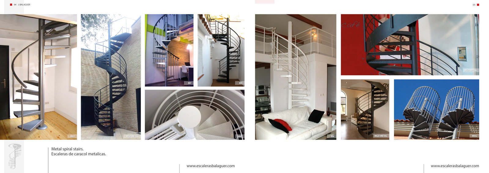Diseño gráfico y creativo de maquetación de catálogos de productos para empresa fabricante de escaleras