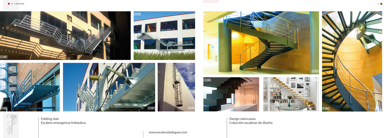 Layout and creative design of professional product catalog for manufacturer of industrial stairs and decoration - folleto tecnico