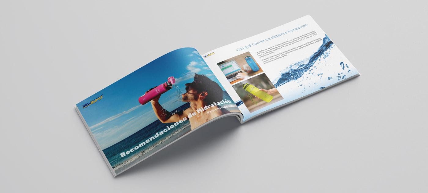 Layout and creative design of corporate product catalog for hydration guide for sports products