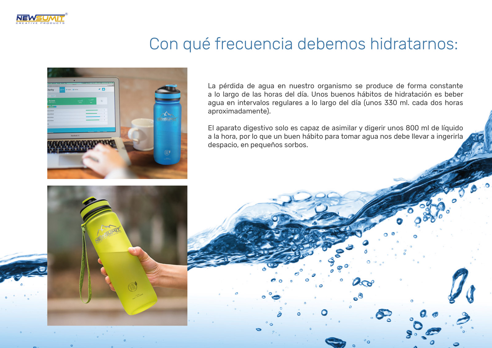 Diseño gráfico y creativo de maquetación de catálogos de productos para guía hidratación para productos deportivos