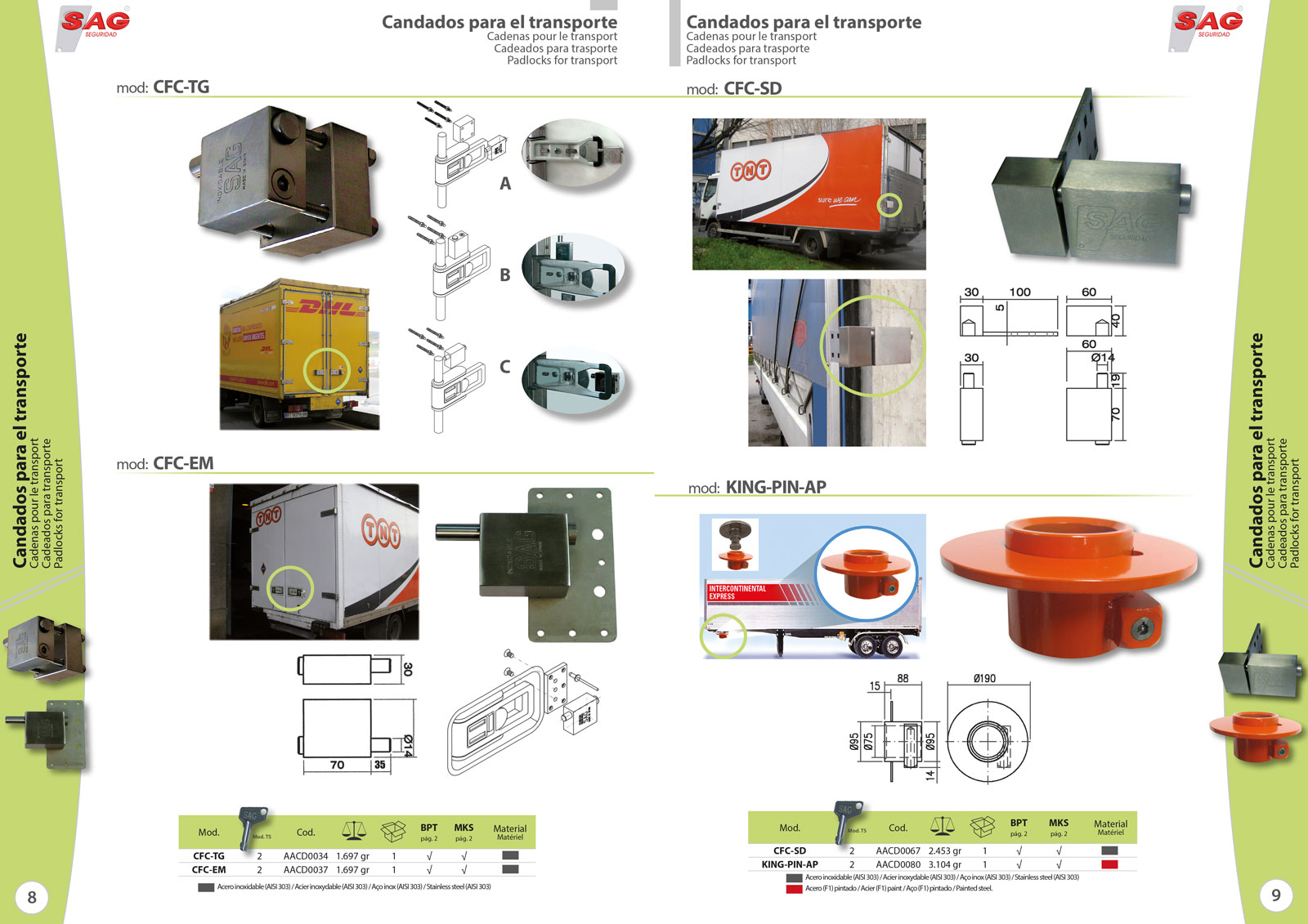 Layout and creative design of corporate catalog of industrial products and services for security company: SAG Seguridad