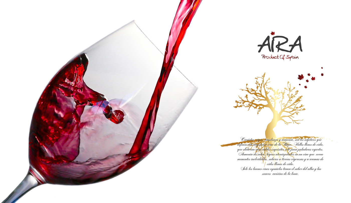 Diseño de etiqueta de vino AIRA para el mercado Chino