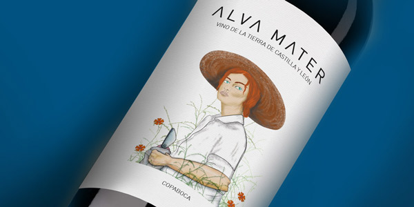 Portfolio of graphic and creative design of label and packaging design for wine ALVA MATER