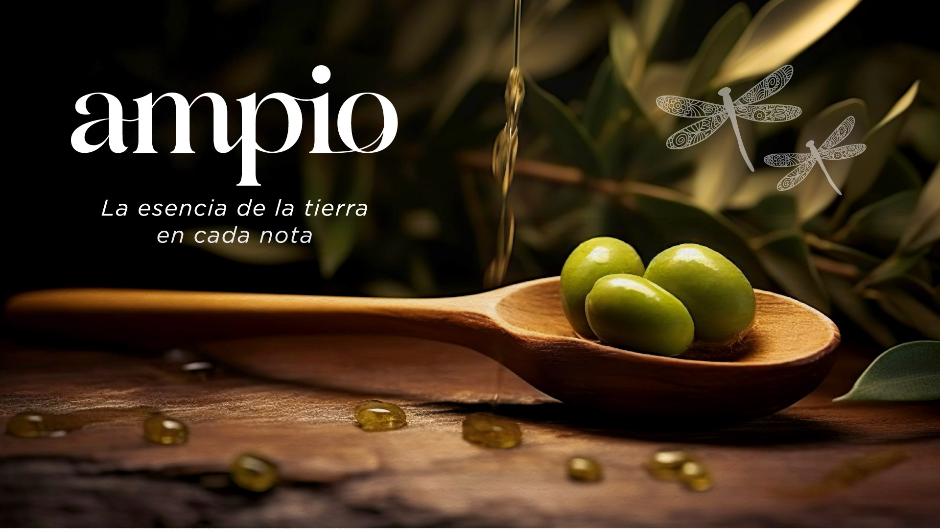 Graphic and creative design of extra virgin olive oil labels for AMPIO ACEITE