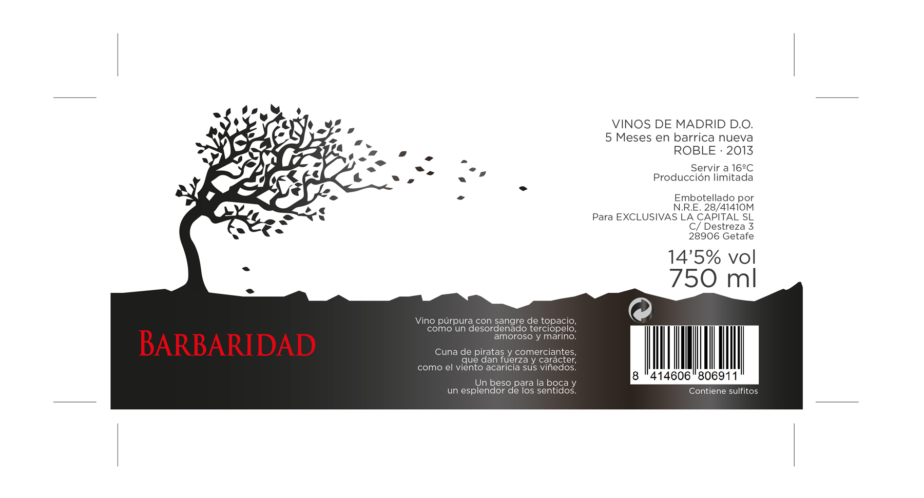 Diseño gráfico y creativo de etiquetas y packaging de vino para BARBARIDAD