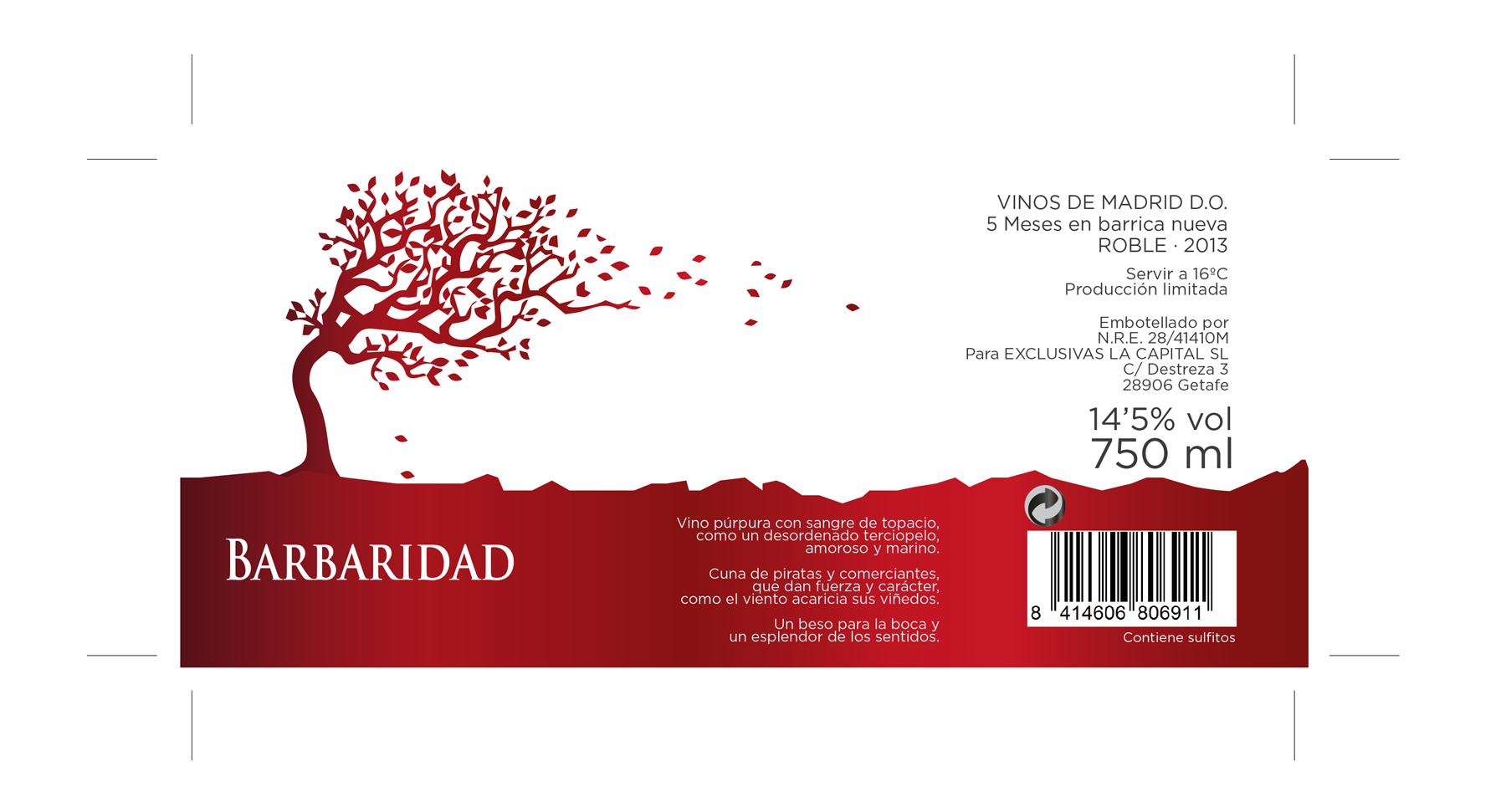 Portfolio of graphic and creative design works wine labels and packaging for wine BARBARIDAD