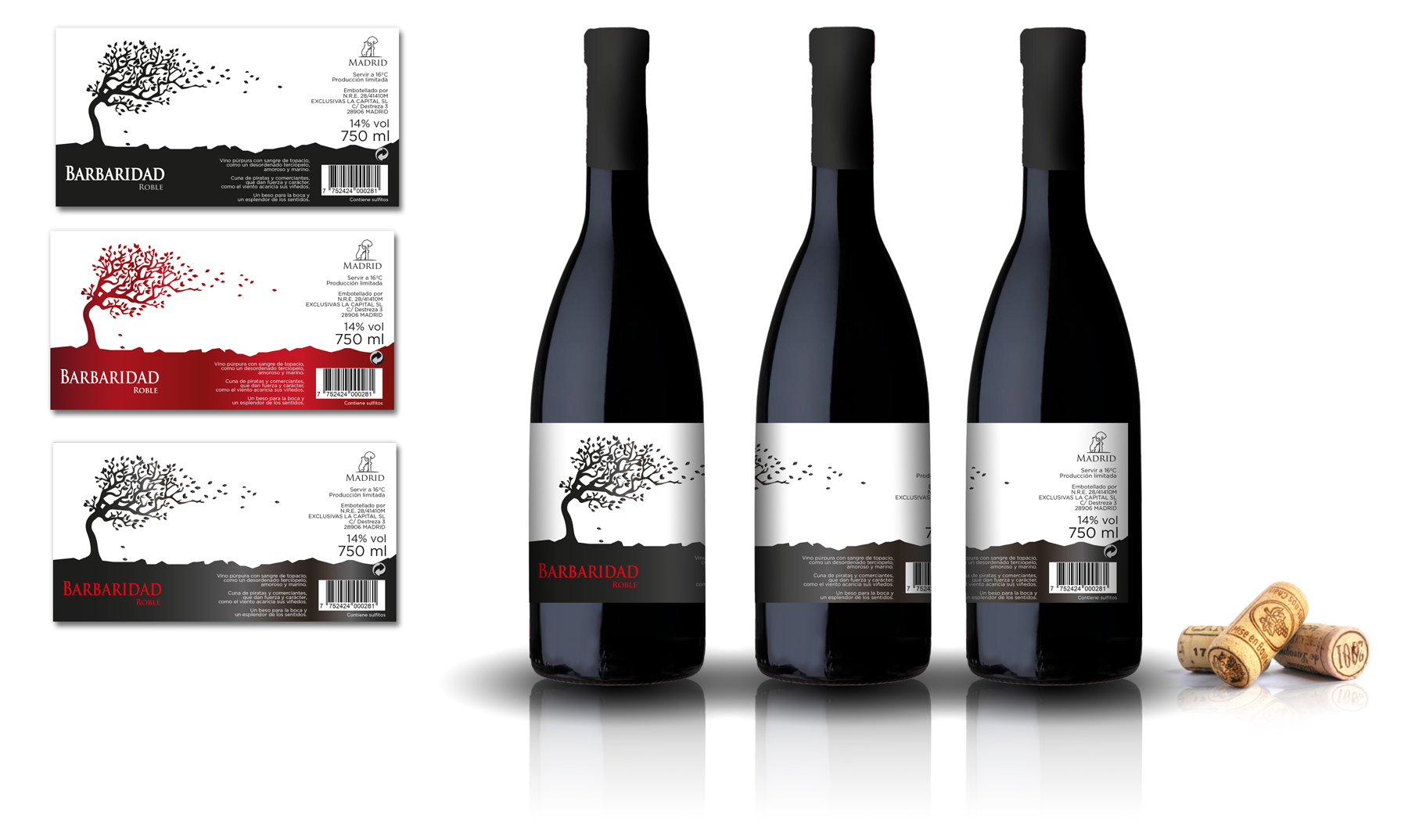 Portfolio of graphic and creative design works wine labels and packaging for wine BARBARIDAD