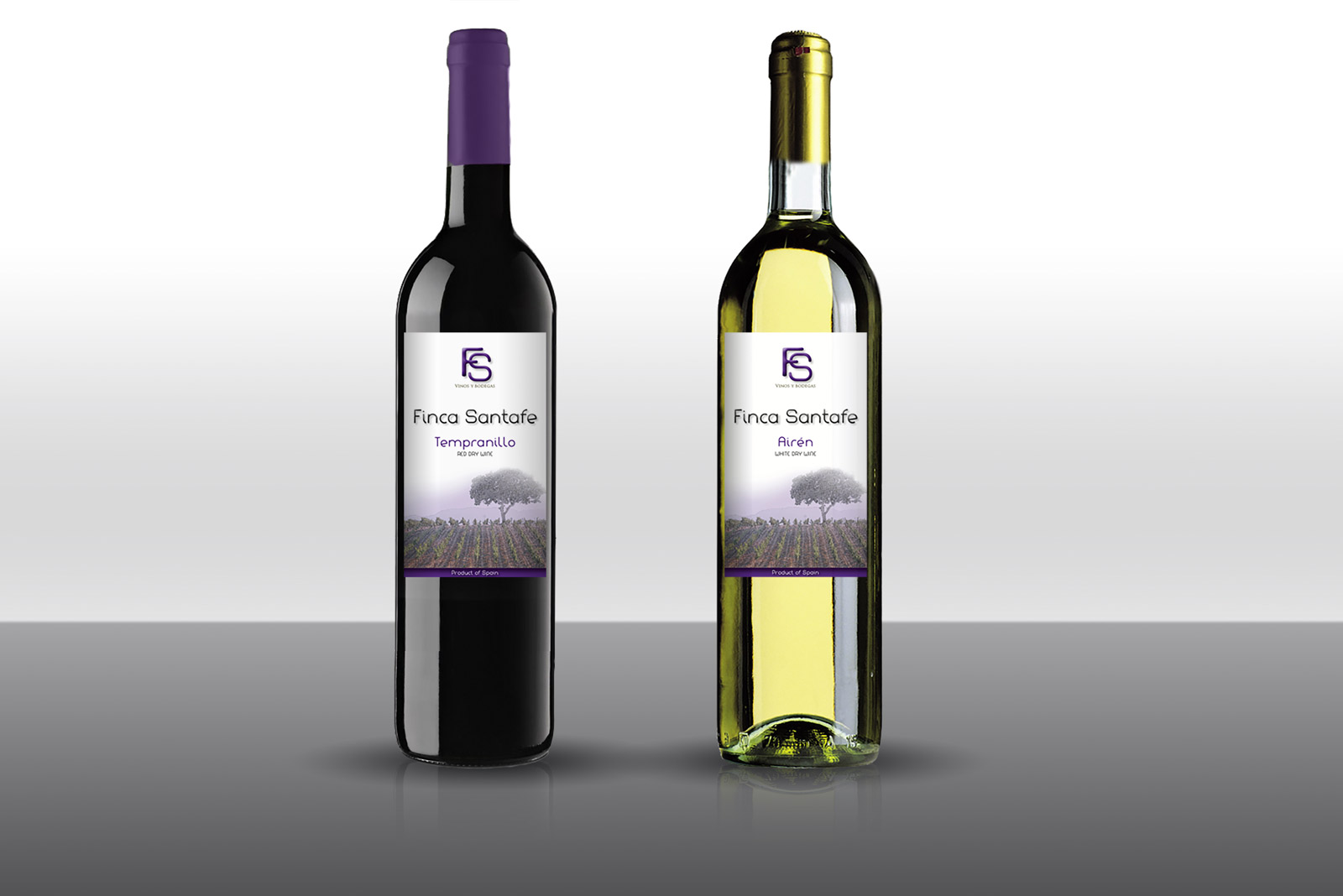 Portfolio of graphic and creative design works on wine labels and packaging for Spanish wine: SANTA FE for wines and wineries