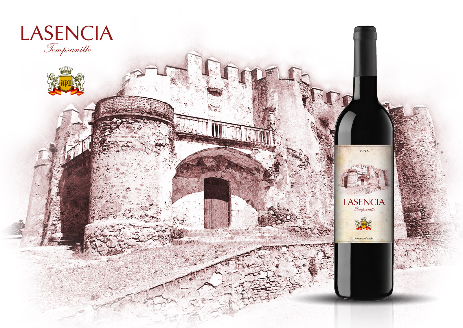 Portfolio of graphic and creative design works wine labels and packaging for Spanish wine LASENCIA