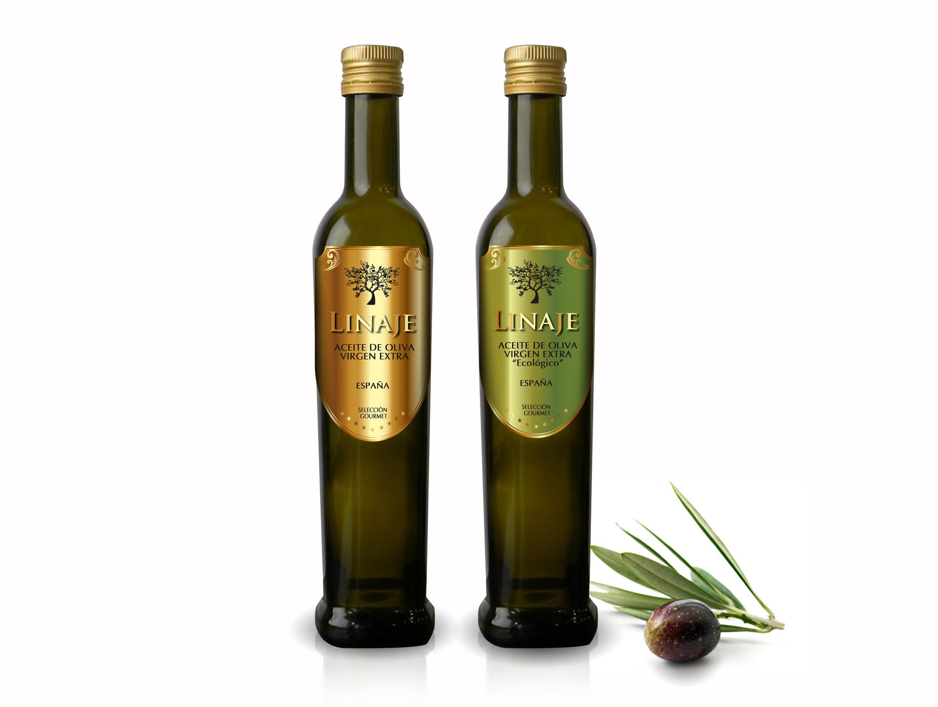 Diseño de etiquetas aceite de oliva virgen extra Linaje