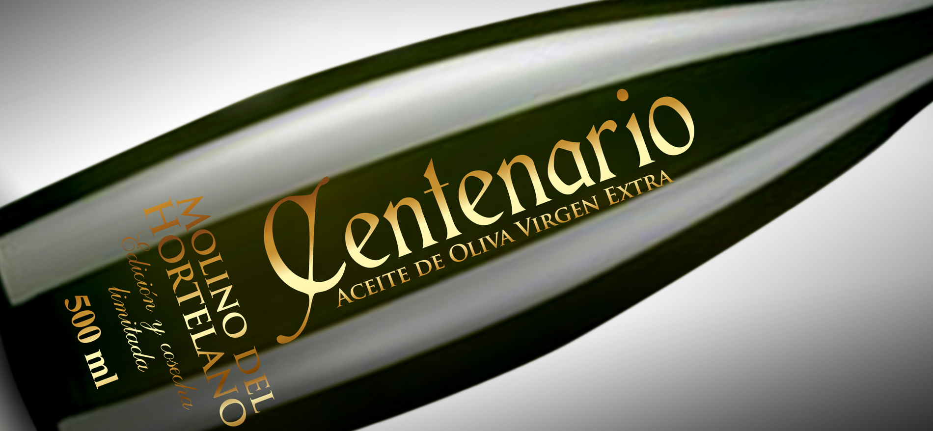 Diseño gráfico y creativo de etiquetas de aceite de oliva virgen extra para la marca MOLINO DEL HORTELANO CENTENARIO EDICION Y COSECHA LIMITADA