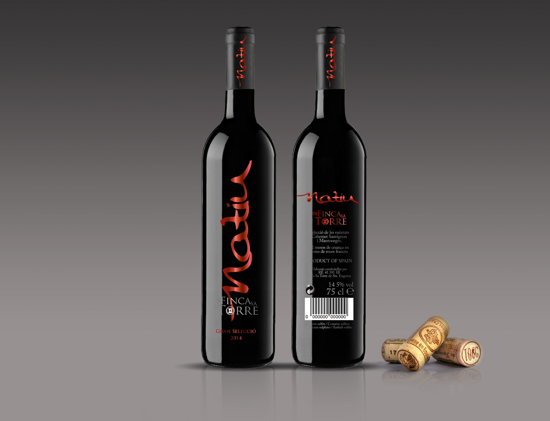 Diseño gráfico y creativo de etiquetas y packaging de vino para tinto NATIU DE FINCA SA TORRE