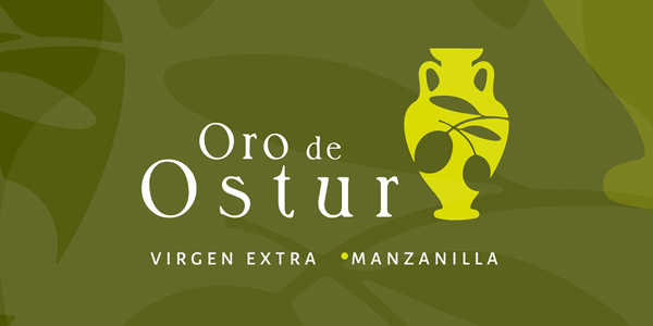 Graphic and creative design of extra virgin olive oil labels for ORO DE OSTUR