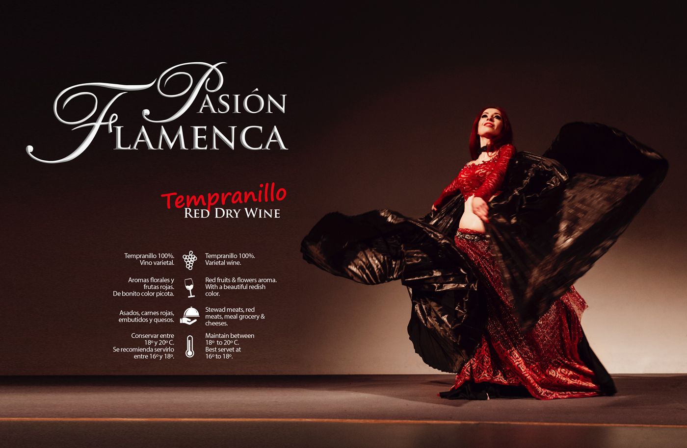 Diseño gráfico y creativo de etiquetas y packaging de vino para PASIÓN FLAMENCA