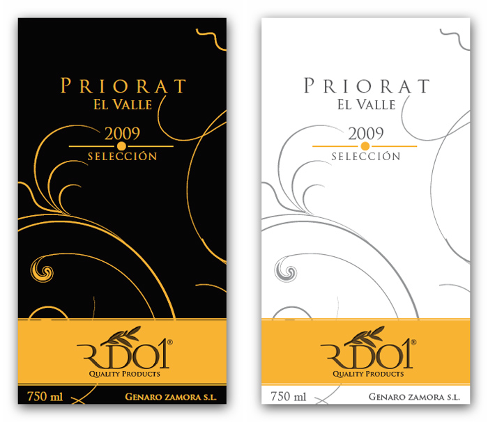 Portfolio of graphic and creative design works on wine labels and packaging for Spanish wine: RDO1