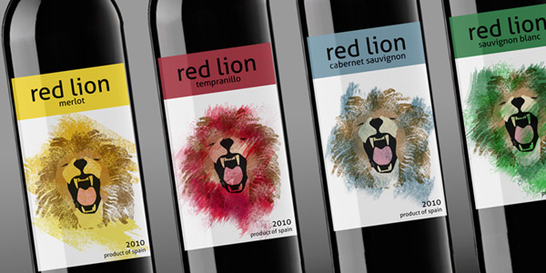 Portfolio of graphic and creative design works for the design of wine labels and packaging for wines and wineries RED LION