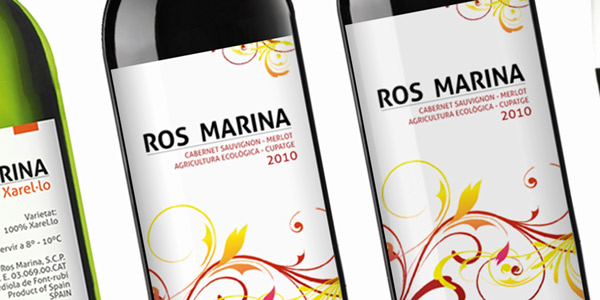 Diseño gráfico y creativo de etiquetas y packaging de vino para ROS MARINA DEL PENEDÉS