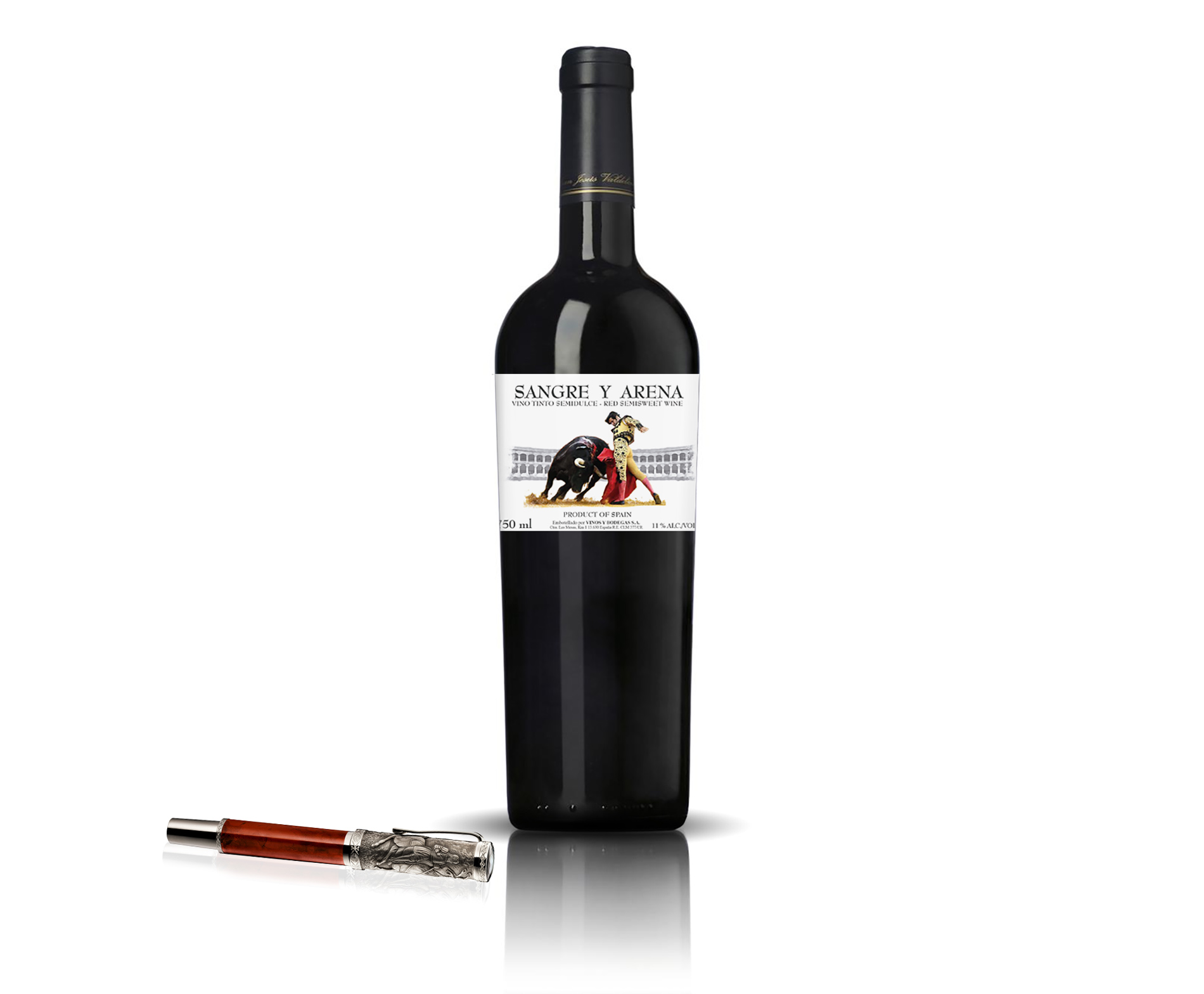Diseño etiqueta para vino tinto y blanco para exportación SANGRE Y ARENA