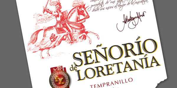 Portfolio of graphic and creative design works for the design of wine labels and packaging for wines and wineries SEÑORIO DE LORETANIA