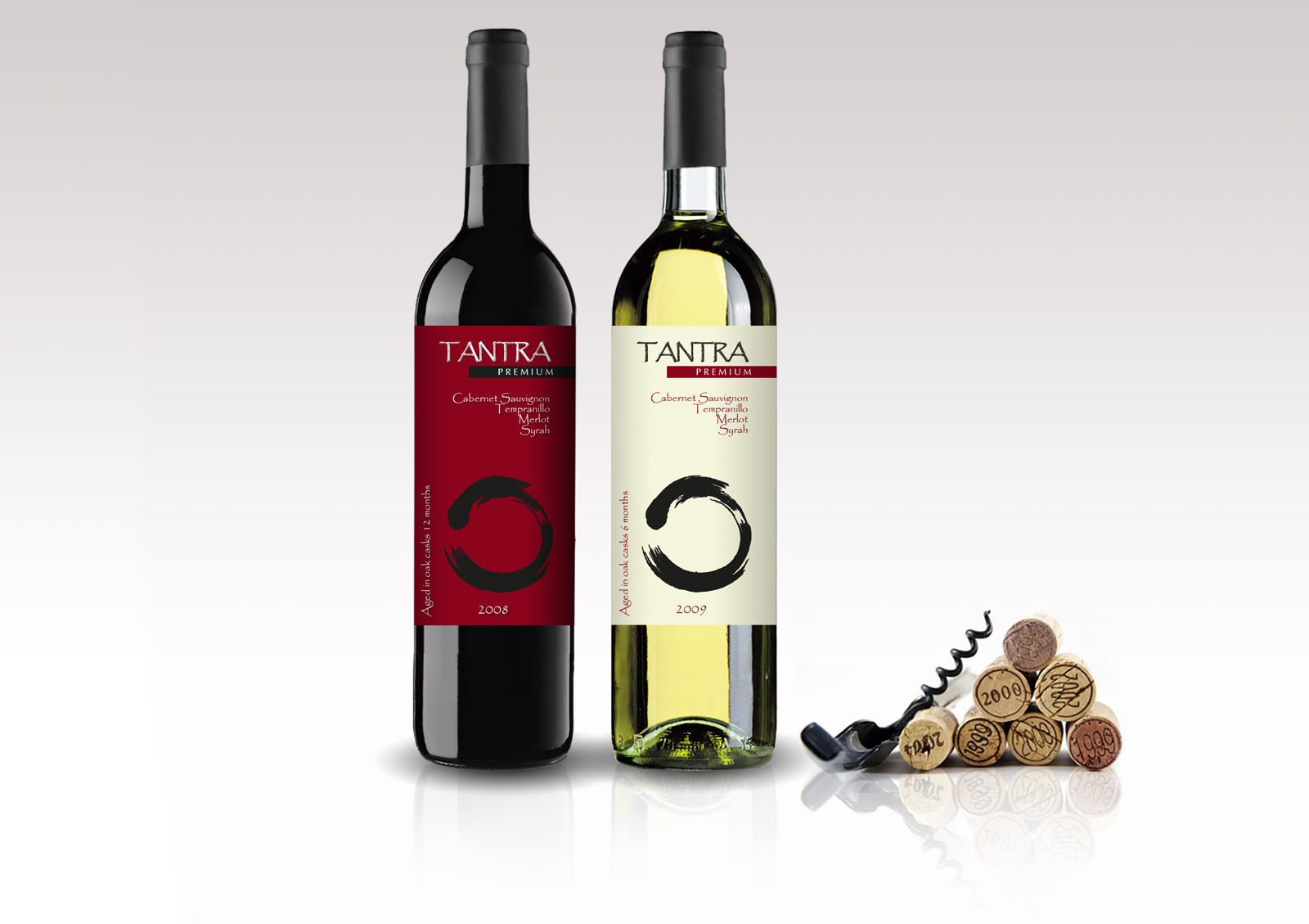 Diseño gráfico y creativo de etiquetas y packaging de vino para TANTRA