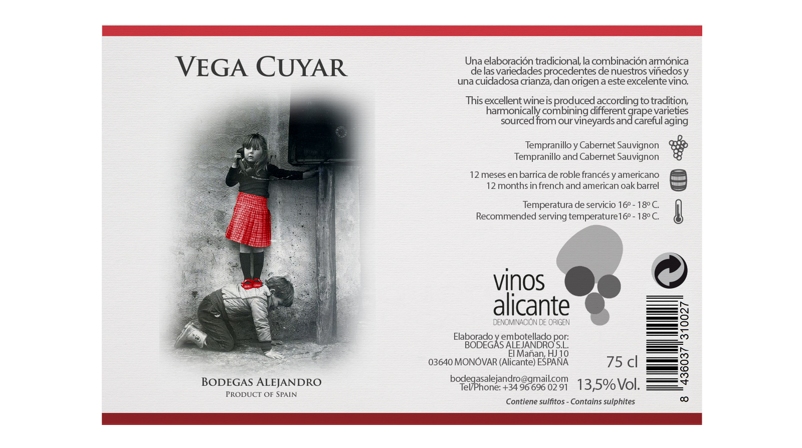 Diseño gráfico y creativo de etiquetas y packaging de vino para VEGA CUYAR II