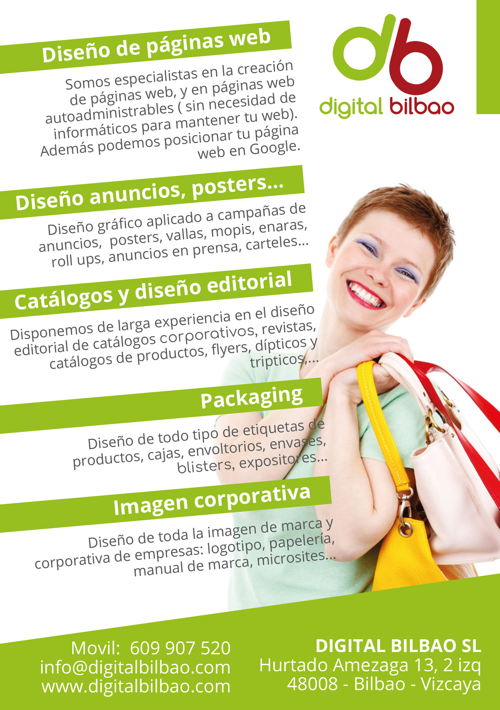 Graphic and creative layout of flyer layout for company in Bilbao
