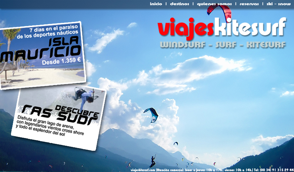 Portfolio of design work creating flyers, catalogs and magazines for travel agency KITE SURF