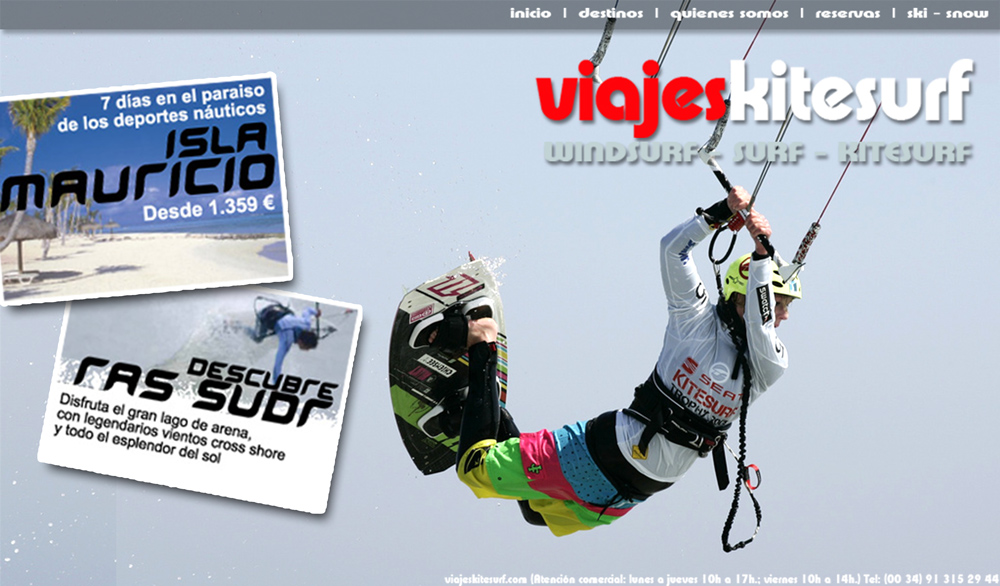 Portfolio of design work creating flyers, catalogs and magazines for travel agency KITE SURF