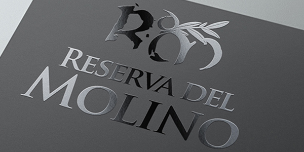 Creative graphic design portfolio of corporate logo and brand creation for international extra virgin olive oil marketer: RESERVA DEL MOLINO