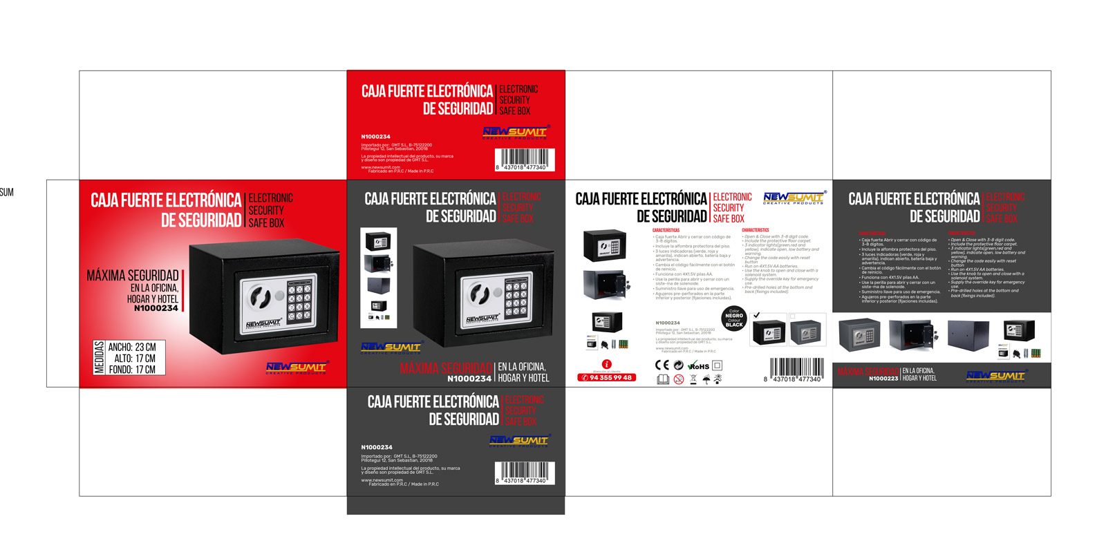 Diseño gráfico y creativo de etiquetas y packaging de productos de venta en AMAZON - caja fuerte