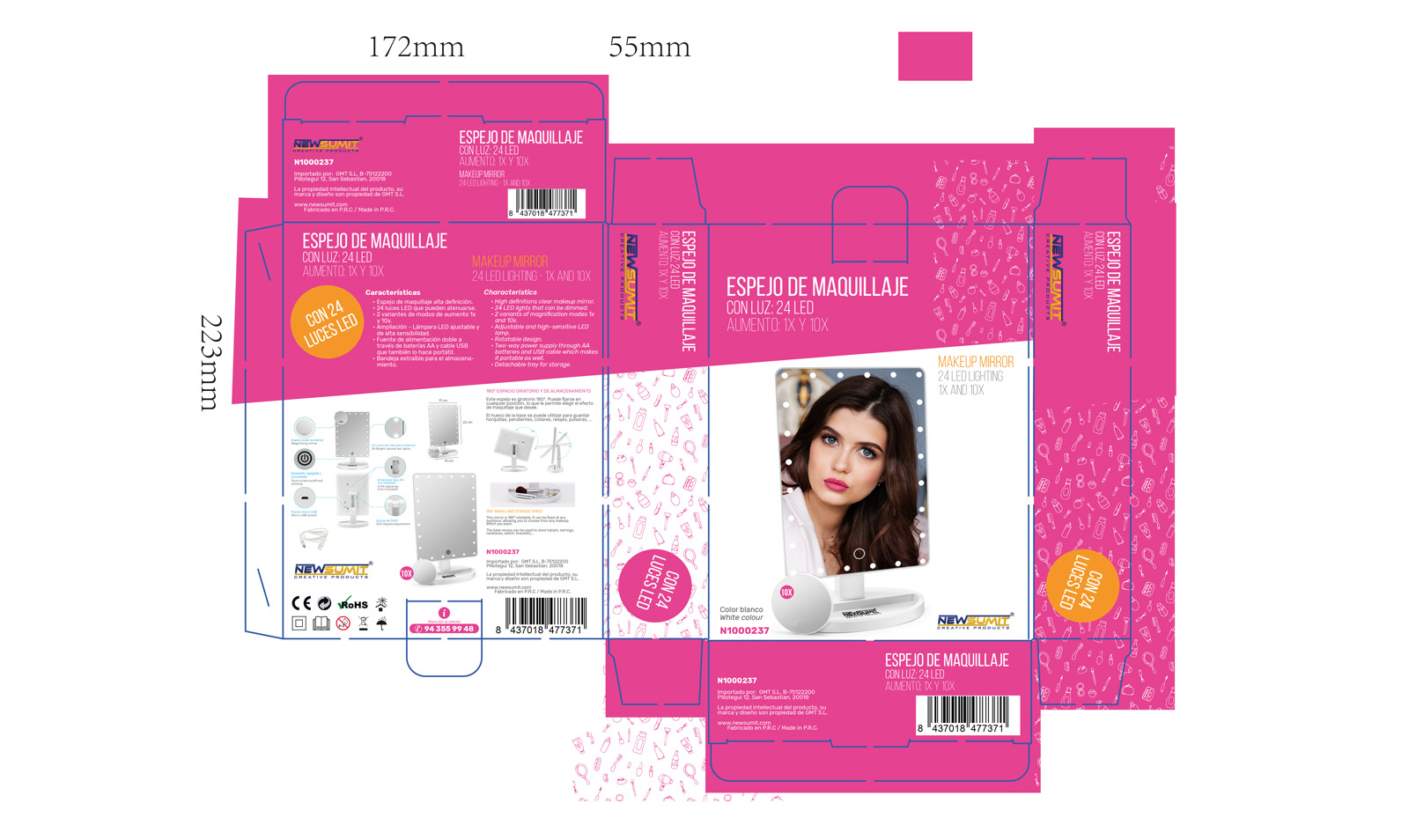 Portfolio of graphic and creative design of label and packaging design for mirrors 