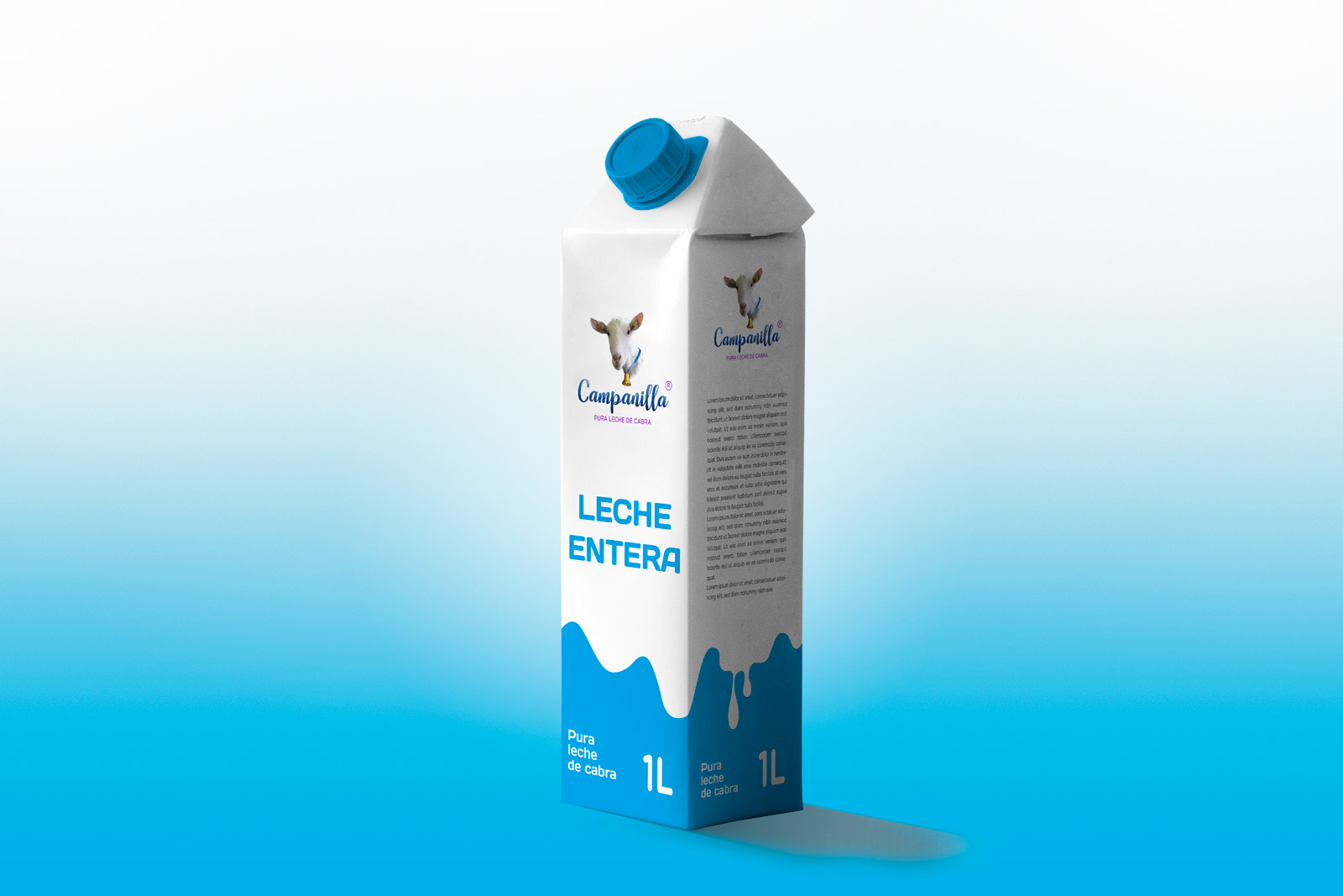 Diseño gráfico y creativo de etiquetas y packaging de brick de leche CAMPANILLA