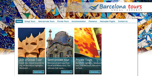 Barcelona Tours: Portfolio of works of design, creation and programming of web pages for travel agencies and tourist guides