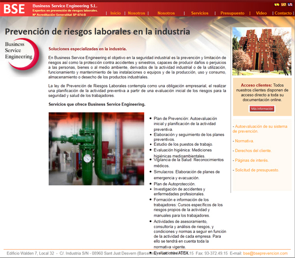 Portfolio of works of design, creation and programming of web pages for company of prevention of labor risks