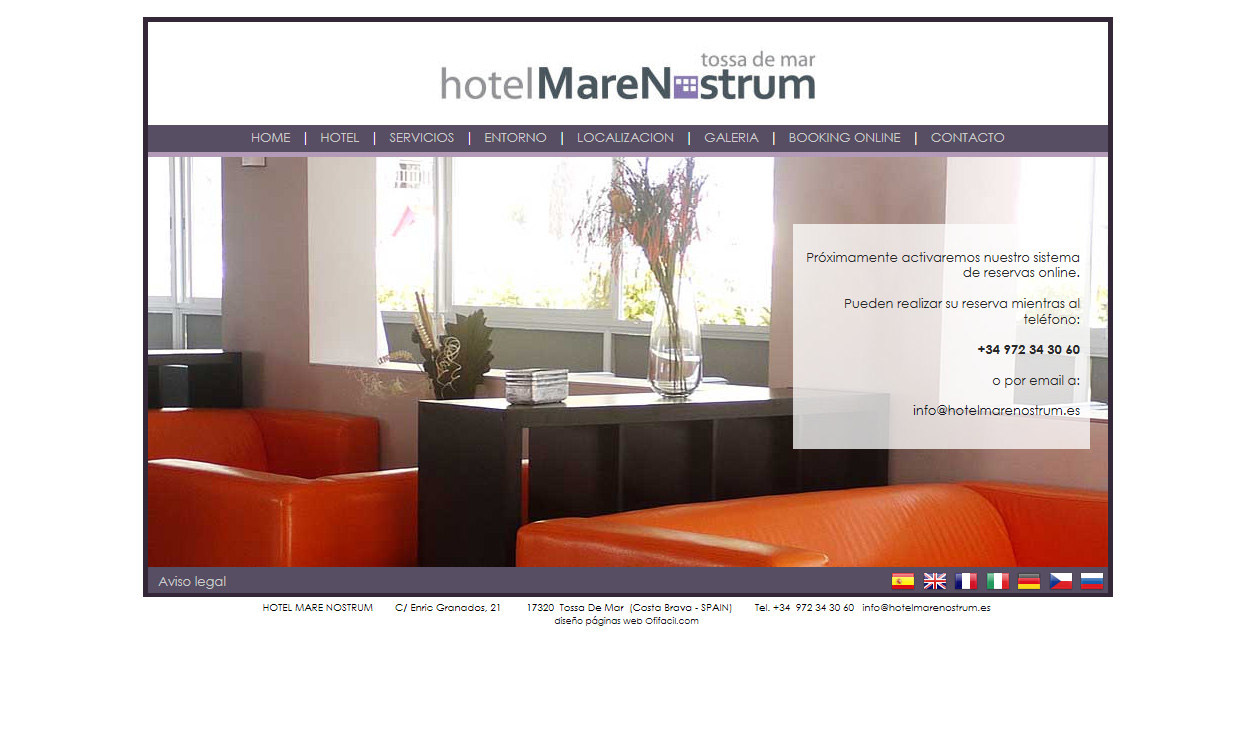 Portfolio of design, creation and programming of web pages for hotel and motel
