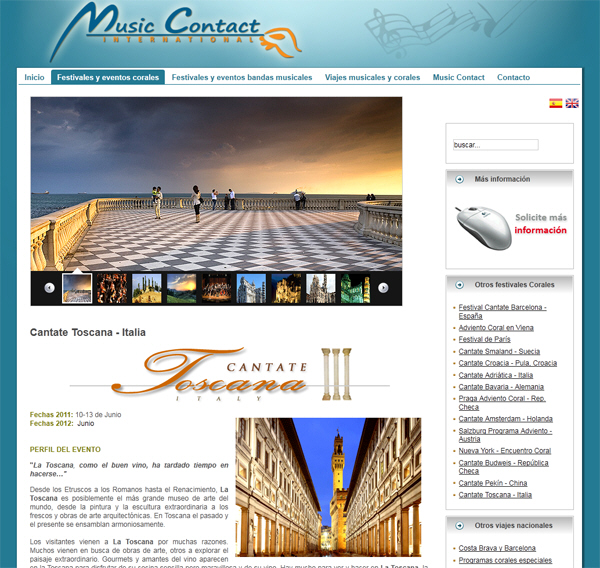 Portfolio of works of design, creation and programming of web pages for musical and sporting events
