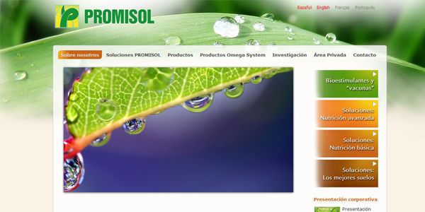 Diseño de restyling de páginas web para empresa productora de productos especializados en la agricultura. modernización actualizacion de la web